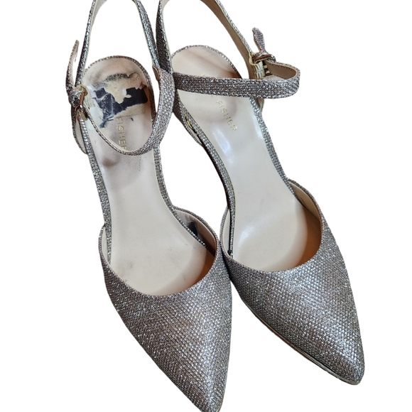 Relisted Marc Fisher Dalula metallic gold & silver slingback heel size 8.5 - Picture 4 of 7